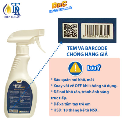 Tẩy Cặn Canxi Nhà Tắm,Tẩy Vách Kính Vòi Sen Inox,Tẩy Ố Vàng Nhà Vệ Sinh Lavabo- Plus Dr.C 300ml