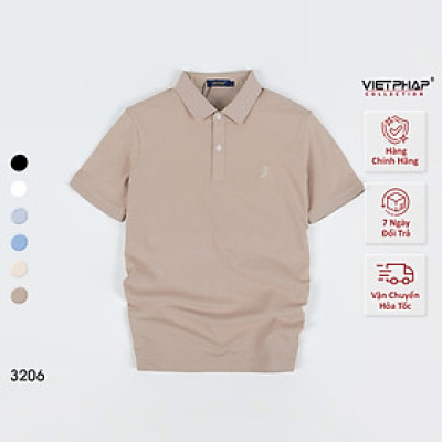 Áo Polo Nam VIỆT PHÁP Form Basic Chất liệu Cotton Pique co giãn thấm hút mồ hồi tốt 3206