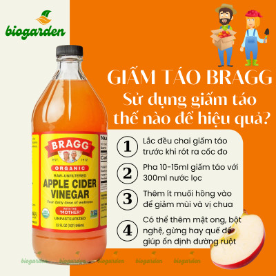 Giấm táo hữu cơ Organic Bragg 946ml (3 chai)