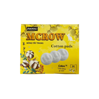 Bông tẩy trang tròn ép viền hộp 80 miếng MCROW 