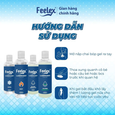 Gel bôi trơn Feelex Lubricant mát lạnh, ấm nóng, siêu trơn - Lọ 250ml