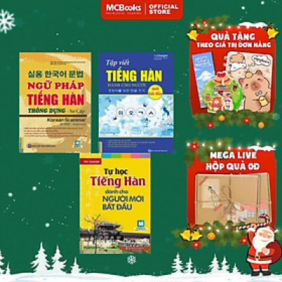 Sách - Ngữ Pháp Tiếng Hàn Thông Dụng Sơ Cấp + Tự Học Tiếng Hàn Dành Cho Người Mới Bắt Đầu + Tập Viết Tiếng Hàn - MCBooks