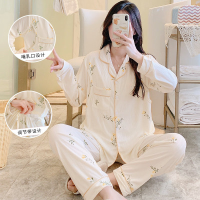 Bộ Đồ Bầu Và Sau Sinh Dài Tay Chất Liệu Cotton Có Khe Mở Cho Con Bú