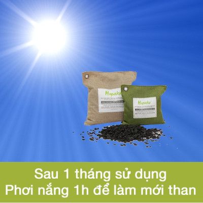 Túi than hoạt tính khử mùi xe hơi Hapaku - 100% từ gáo dừa Bến Tre