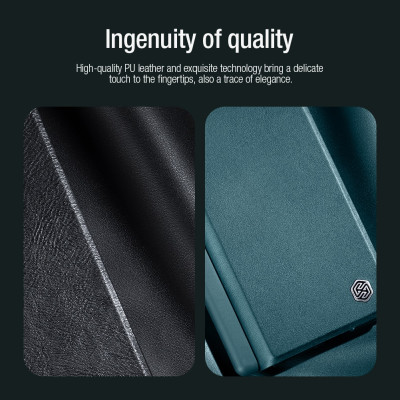bao da chống sốc cho Samsung Galaxy Z Fold 5 trang bị nắp bảo vệ Camera và ngăn đựng S-Pen hiệu Nillkin Qin Pro (chất liệu da cao cấp, thiết kế thời trang cá tính) - Hàng nhập khẩu