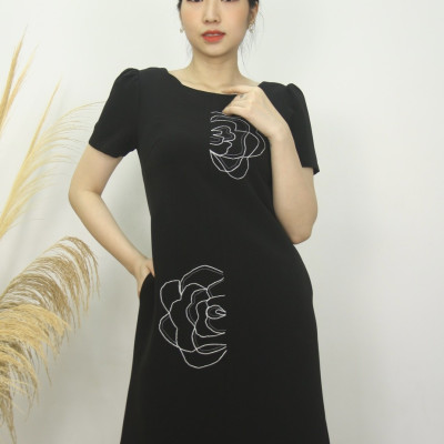 Đầm công sở TIFALU dáng suông thêu hoa bigsize