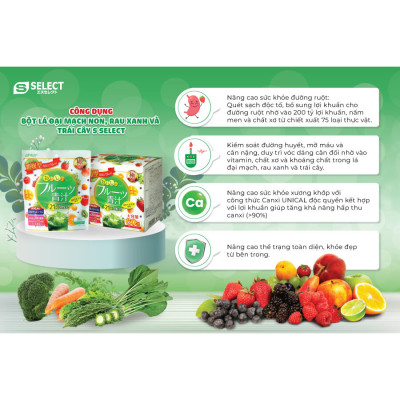 Bột Lá Đại Mạch Non, Rau Xanh Và Trái Cây S Select Thải Độc Cơ Thể, Làm Đẹp Da, Chống Lão Hóa