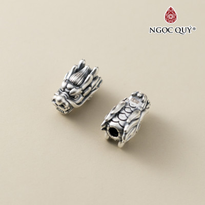 Charm bạc hình đầu rồng xỏ ngang - Ngọc Quý Gemstones