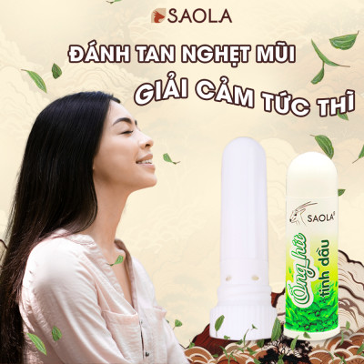 Ống hít tinh dầu thiên nhiên SAOLA - Ống Hít Thảo Dược Huế, Giảm Nghẹt Mũi, Nhức Đầu, Say Tàu Xe - Hàng Chính Hãng