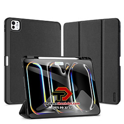 Bao da chống sốc cho iPad Pro 13 inch 2024 M4 chính hãng Dux Ducis Domo có ngăn để bút - Hàng chính hãng
