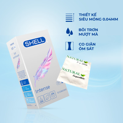 Bao cao su Shell Intense siêu mỏng 0.04mm - Hộp 10 cái | SHELL CHÍNH HÃNG
