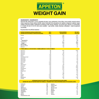 Combo 2 Sữa Appeton Weight Gain cho Người lớn hương Vanilla lon 900g