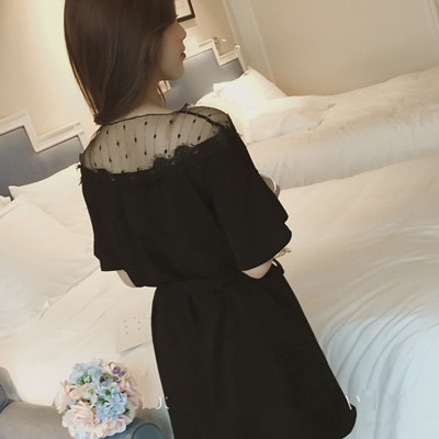 Đầm xoè tiểu thư tay ngắn phần vai phối ren HB11