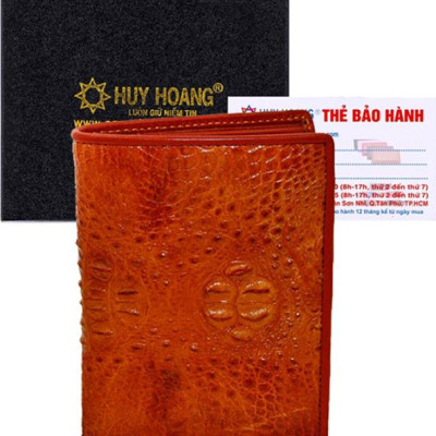 Ví Nam Da Cá Sấu Nguyên Con Kiểu Đứng Huy Hoàng HT2238 (12.5 x 10 cm) - Vàng
