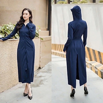 Áo Chống Nắng Nữ 2 Lớp Dệt UPF50+ | Vải Thun Lạnh | Làm Mát | Thời Trang | Đa Dụng MÀU XANH THAN Size XL 51-65kg