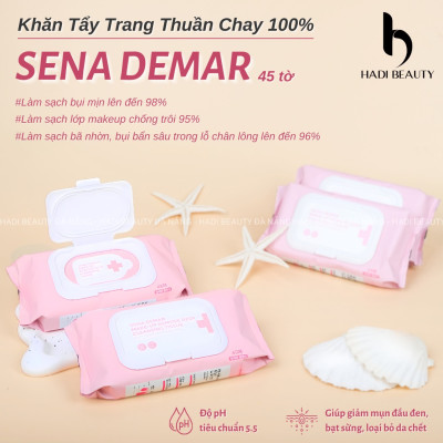 Khăn Tẩy Trang SenaDemar làm sạch,loại bỏ bã nhờn gói 45 miếng hạn 2027