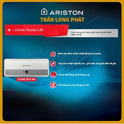 BÌNH NƯỚC NÓNG ARISTON 30 LIT - SLIM3 30R VN - MODEL 2025 - HÀNG CHÍNH HÃNG