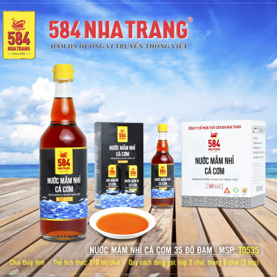 Nước mắm Nhỉ Cá cơm 584 Nha Trang - 35 Độ Đạm - Chai Thủy Tinh 510ml