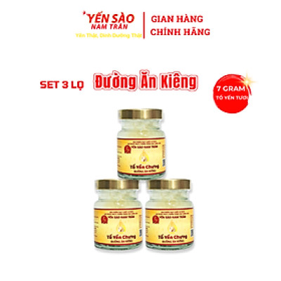 Yến Sào Chưng Sẵn Đường Ăn Kiêng NAM TRÂN 7 gram Tổ Yến Tươi. Set 3 lọ Không hộp. Lọ 70 ml