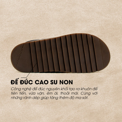 Sandal Tomoyo Da Bò Thật Đế Rãnh Chống Trượt TMS301