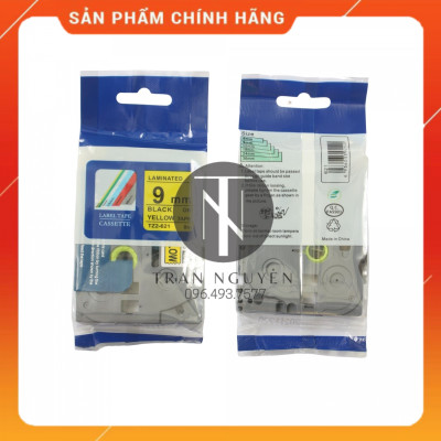[Combo 5 hộp] Nhãn In đa lớp Tz2-621 - Đen nền vàng 9mm x 8m - Hàng nhập khẩu