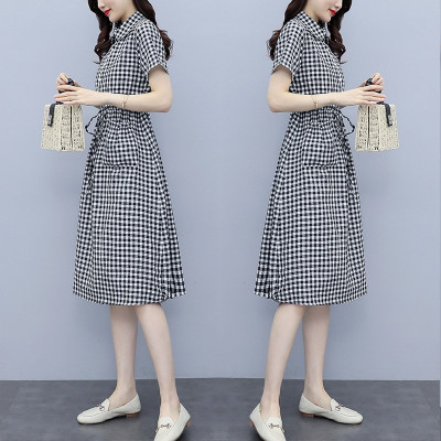 Đầm đũi nữ ngắn tay, họa tiết kẻ caro trẻ trung, 2 túi bên thời trang, đầm có dây rút eo tôn dáng NH174