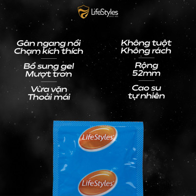 Bao cao su có gai và kéo dài thời gian LifeStyles Epic hộp 12 bao
