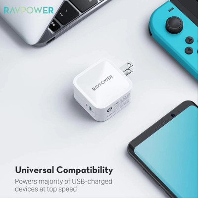 Bộ Củ Sạc Nhanh Type C 30W Cho iPhone 15, iP16, Cho SamSung RAVPower RP-PC120 Và Cáp Type C to C RP-CB047 - Hàng Chính Hãng