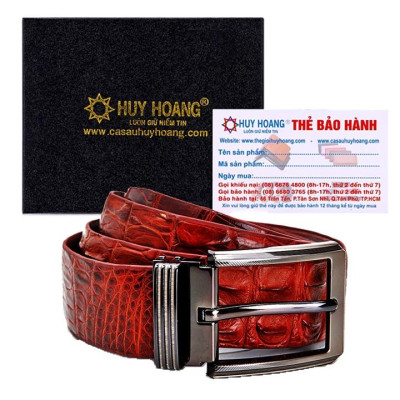 HP4709-10-11-12 - Thắt lưng nam da cá sấu Huy Hoàng gai lưng 4P đầu kim màu đen, nâu đất, nâu đỏ, vàng