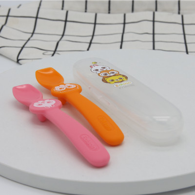 Đũa Inox xỏ ngón Hàn Quốc giúp bé tập gắp thức ăn Edison hình Pororo - Đồ dùng ăn dặm chính hãng 9644