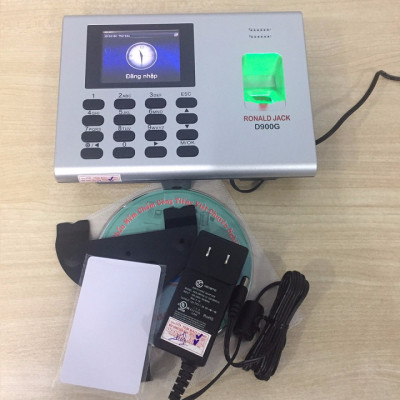Máy chấm công vân tay + vân tay + pin lưu điện Ronal Jack D900G - hàng nhập khẩu