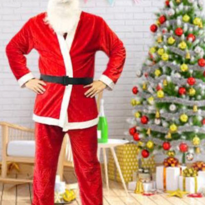 Bộ trang phục ông già Noel nhung 7 món/ quần áo ông già Noel hoá trang giáng sinh