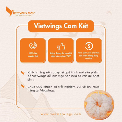 Yến sào đảo Vietwings rút lông nguyên tổ cao cấp 100g