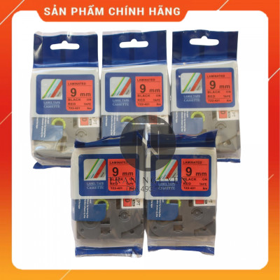 [Combo 3 hộp] Nhãn In Brother Tz2-421 - Đen nền đỏ 12mm x 8m - Hàng nhập khẩu