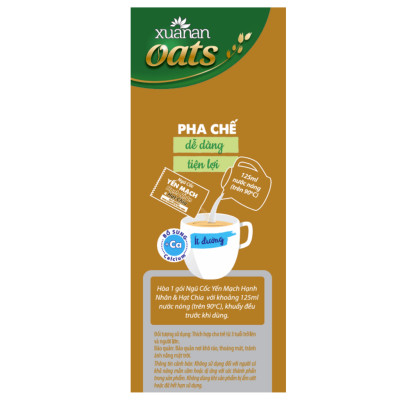 Combo 2 túi: Ngũ Cốc Yến Mạch Hạnh Nhân Hạt Chia 400G + Ngũ Cốc Dinh Dưỡng Canxi 400G [ít đường](Tặng Kèm 1 Túi Yến Mạch 150G)