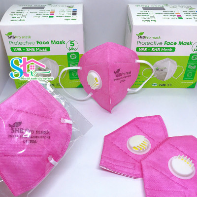 Khẩu trang n95 trẻ em có van thở SHB pro mask , Kn95 em bé 4 lớp kháng khuẩn chuẩn FFP2