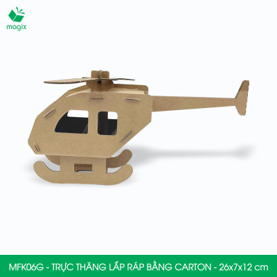 MFK06G - Trực thăng carton - 26x7x12 cm - Đồ chơi lắp ráp mô hình từ bìa carton cứng cao cấp