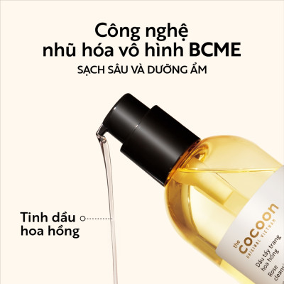 Dầu tẩy trang hoa hồng Cocoon 310ml tẩy sạch lớp makeup & dưỡng ẩm thuần chay