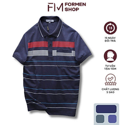 Áo thun polo Pack sọc túi thời trang, cotton muối mịn mát - FORMEN SHOP - FMPS243