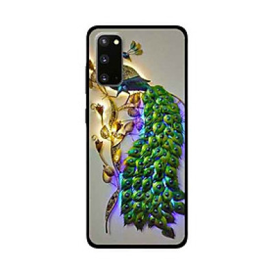 Ốp Lưng Dành Cho Samsung Galaxy S20 mẫu Chim Công Nền Xám - Hàng Chính Hãng