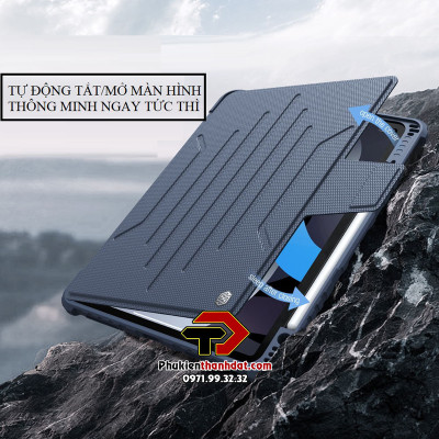 Bao da xoay 360 độ cho iPad Pro 11 2022 M2 chính hãng Nillkin Bumper SnapSafe có ngăn đựng bút - Hàng chính hãng