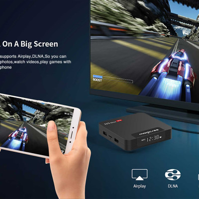 Android tivi box magicsee n5 max x4 Rom 64G Ram 4G điều khiển giọng nói tiếng Việt kiêm bàn phím chuột bay có đèn nền wifi 2 băng tần bluetooth S905X4 cài sẵn phim, truyền hình cáp miễn phí vĩnh viễn - Hàng nhập khẩu