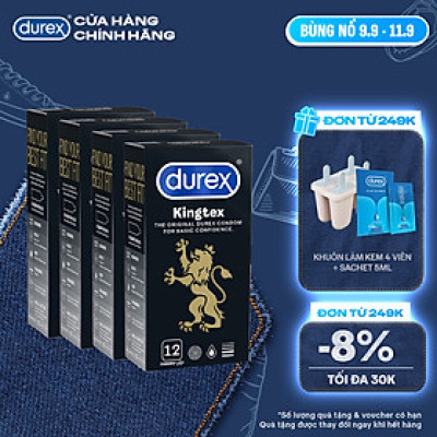 Bộ Bao Cao Su Durex Kingtex Hộp 12 Bao - 4 hộp 48 bao