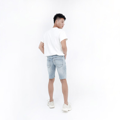 Quần Short Jeans Nam Cao Cấp HUNTER X-RAYS Form Slimfit Màu Xanh Wash Bạc S37
