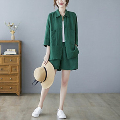 Set áo sơ mi nữ và quần đùi form chữ A nhiều àu, mặc đi chơi đi học đi biển Bv03