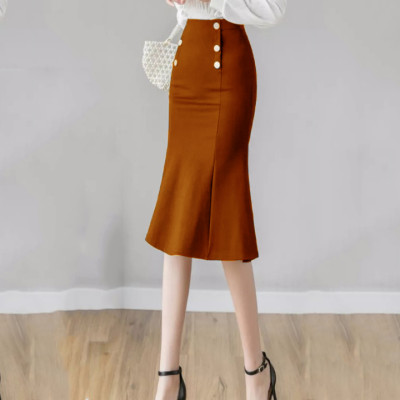 Chân Váy Nữ Công Sở New Design Thiết kế Dáng Váy Đuôi Cá ,Dài 64cm, Phối Nút Kiểu Phom Ôm Body Gợi Cảm, Vải Tốt  Co Giãn CV0015