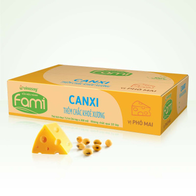 Thùng Sữa đậu nành Vinasoy Fami Canxi vị Phô Mai ( 200ml x 36 Hộp )