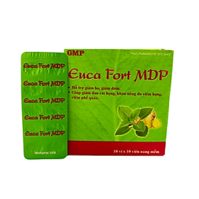 Viên ho dầu Euca MDP Hộp 100 viên - Giúp làm ấm đường hô hấp, hỗ trợ giảm ngứa, rát cổ họng, đau họng, giảm ho