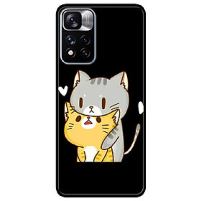 Ốp lưng dành cho Xiaomi Redmi Note 11 Pro 5G ( Bản Nội Địa ) - Hai Chú Mèo Ôm Nền Đen