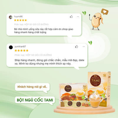 1 gói bột ngũ cốc nảy mầm Tami TÂM MINH FOODS ít ngọt dinh dưỡng giảm cân